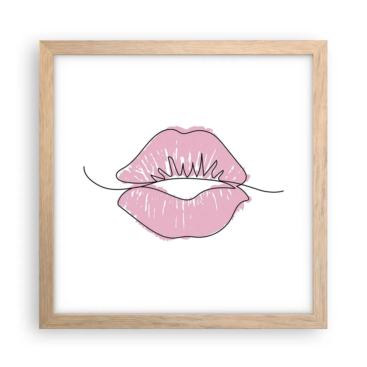 Poster in einem Rahmen aus heller Eiche - Bereit zum Küssen? - 30x30 cm