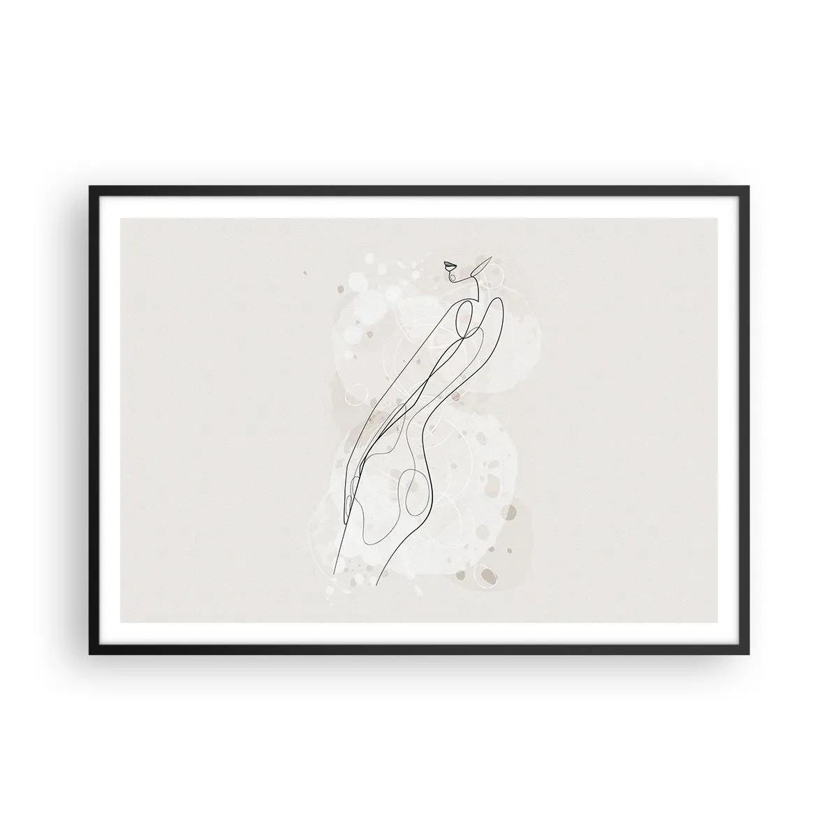 Poster in einem schwarzem Rahmen - Eine subtile Silhouettenskizze im minimalistischen Stil - 100x70cm - Der Blick schweift - Moderne Wanddekoration für Wohnzimmer und Schlafzimmer ARTTOR