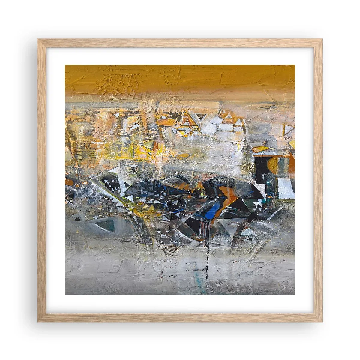 Poster in einem Rahmen aus heller Eiche - Alles wird gut - 50x50 cm