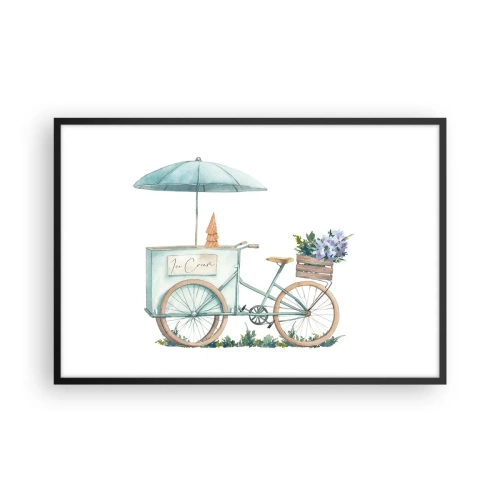 Poster in einem schwarzem Rahmen - Süße Erinnerung an den Sommer - 91x61 cm