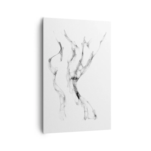 Bild auf Leinwand - Leinwandbild - Zarte, abstrakte Linien, die Rauchfahnen ähneln, auf hellem Hintergrund - 80x120cm - Schön und stark - Moderne Wanddekoration für Wohnzimmer und Schlafzimmer ARTTOR