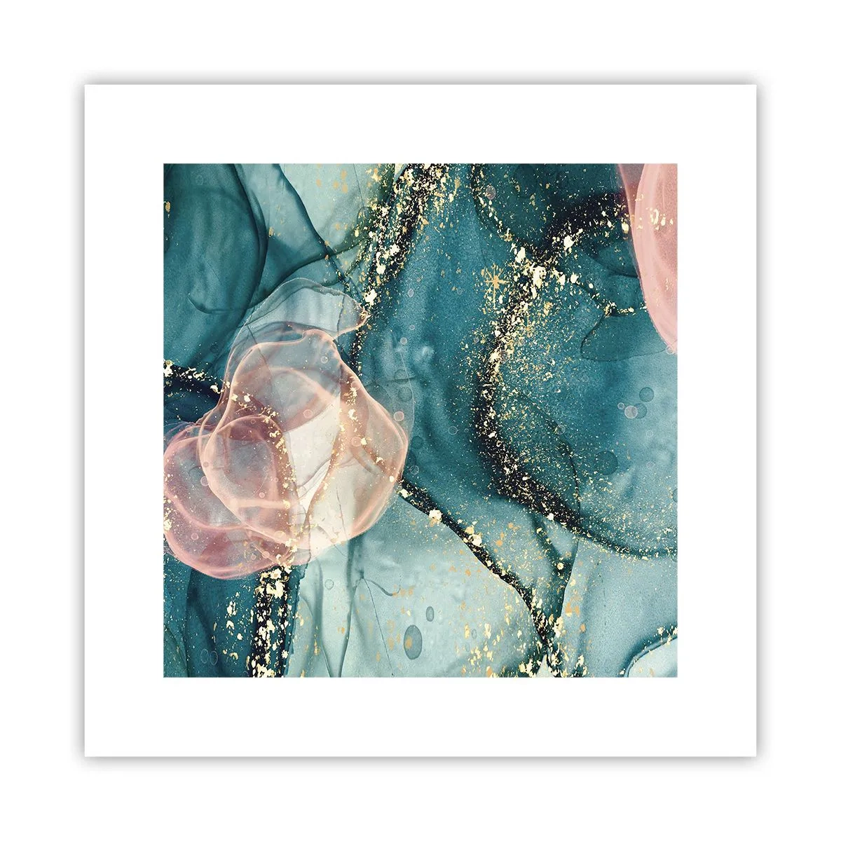 Poster - Seidenblau, Tüllrosa - 30x30 cm