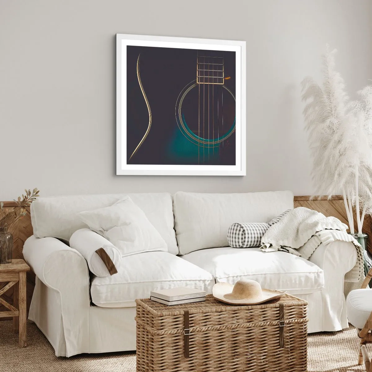Poster in einem weißen Rahmen - Einen Moment bevor es ertönt - 60x60 cm
