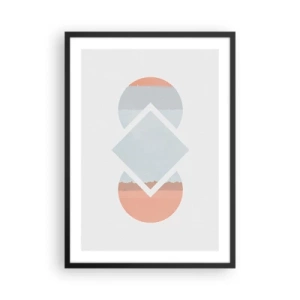 Poster in einem schwarzem Rahmen - Eine abstrakte Komposition aus geometrischen Formen und Pastellfarben. - 50x70cm - Die Situation ist klar - Moderne Wanddekoration für Wohnzimmer und Schlafzimmer ARTTOR