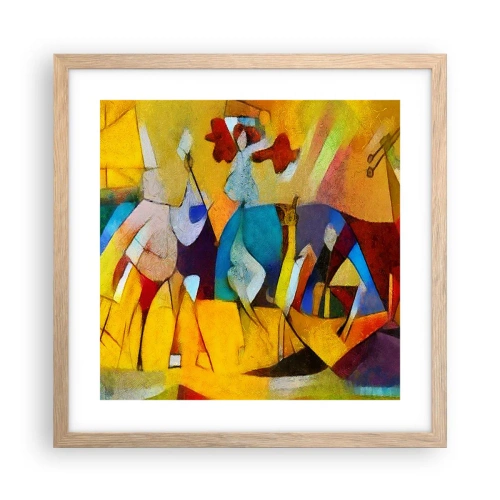 Poster in einem Rahmen aus heller Eiche - Sonne - Leben - Freude - 40x40 cm