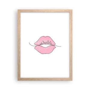 Poster in einem Rahmen aus heller Eiche - Bereit zum Küssen? - 30x40 cm