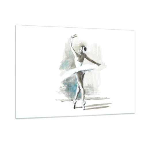 Glasbild - Bild auf glas - Eine Ballerina in einer klassischen Tanzpose - 120x80cm - In einen Schwan verzaubert - Moderne Wanddekoration für Wohnzimmer und Schlafzimmer ARTTOR
