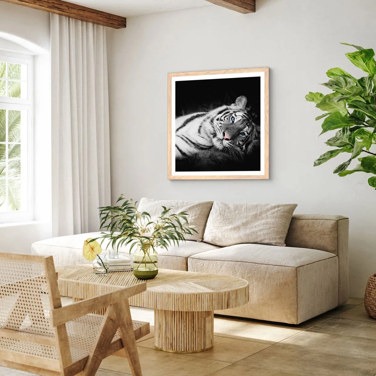 Poster in einem Rahmen aus heller Eiche - Wildnis und Frieden - 60x60 cm