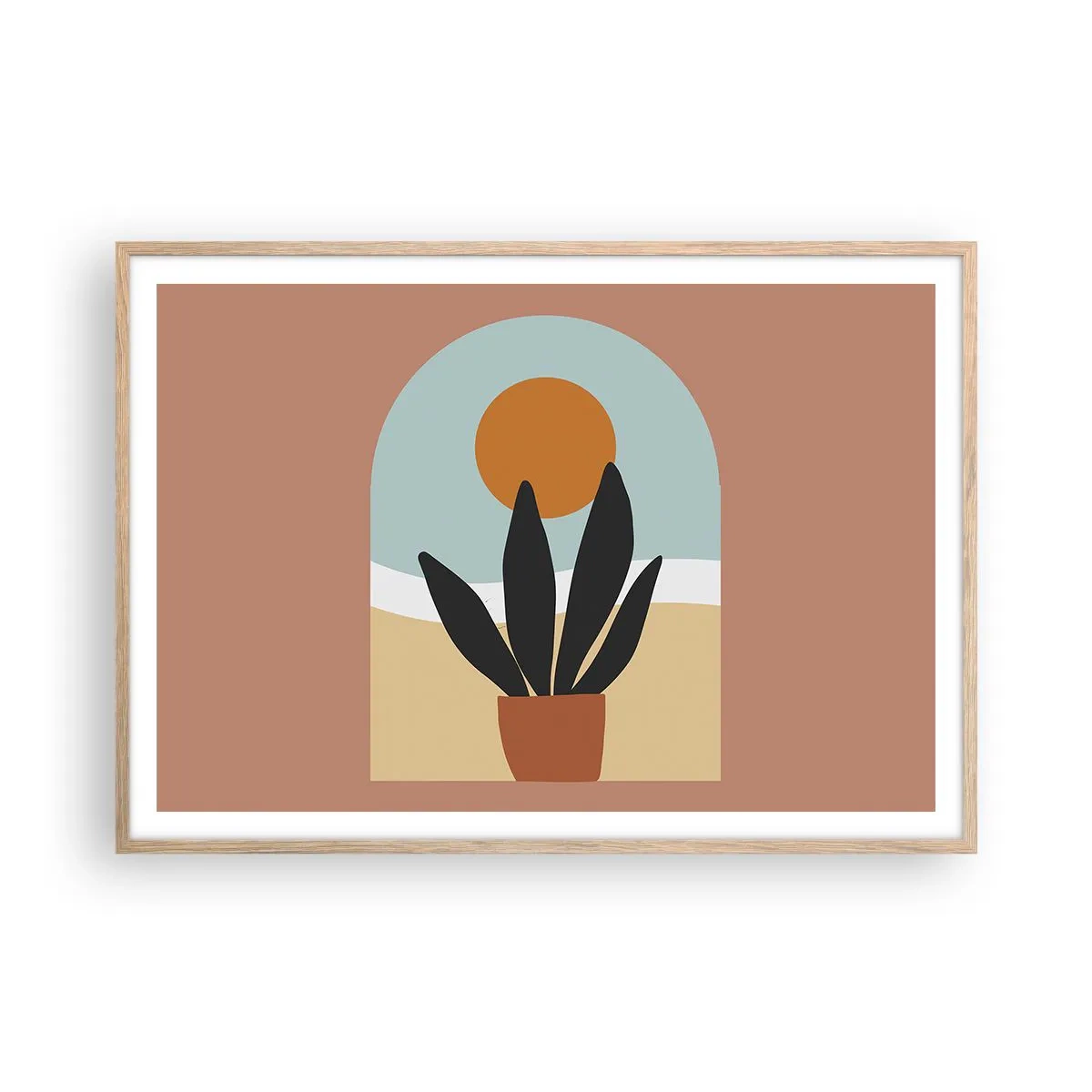 Poster in einem Rahmen aus heller Eiche - Kleine Freuden - 100x70 cm