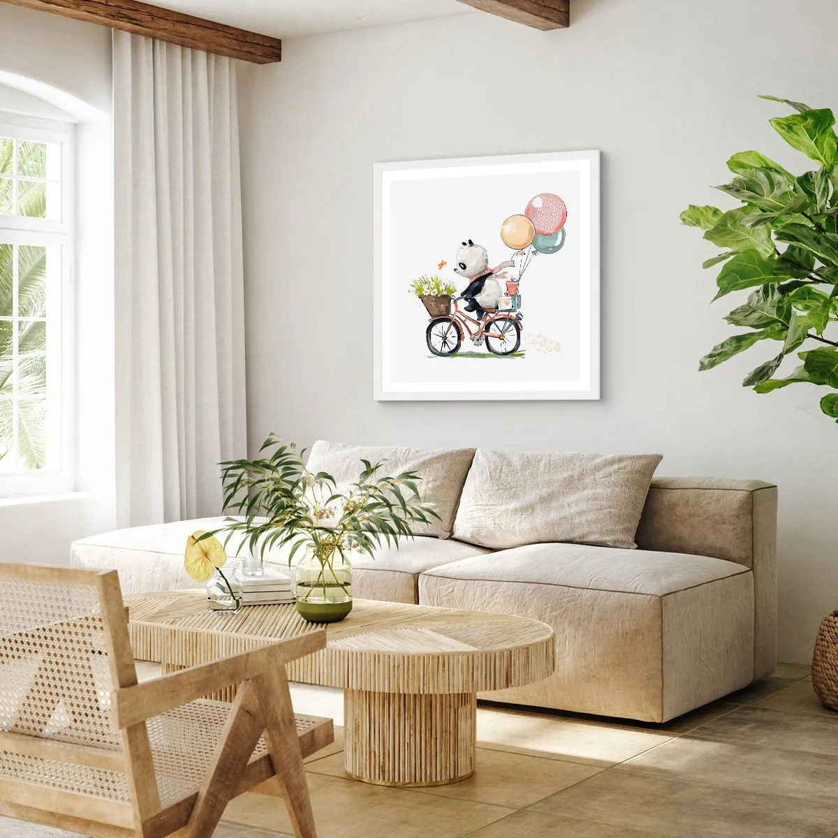 Poster in einem weißen Rahmen - Glücklicher Tag - 30x30 cm