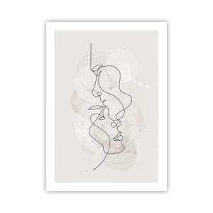 Poster - Minimalistische Gesichtskunst mit einer einzigen Linie - 50x70cm - Verstrickt in eine Umarmung - Moderne Wanddekoration für Wohnzimmer und Schlafzimmer ARTTOR