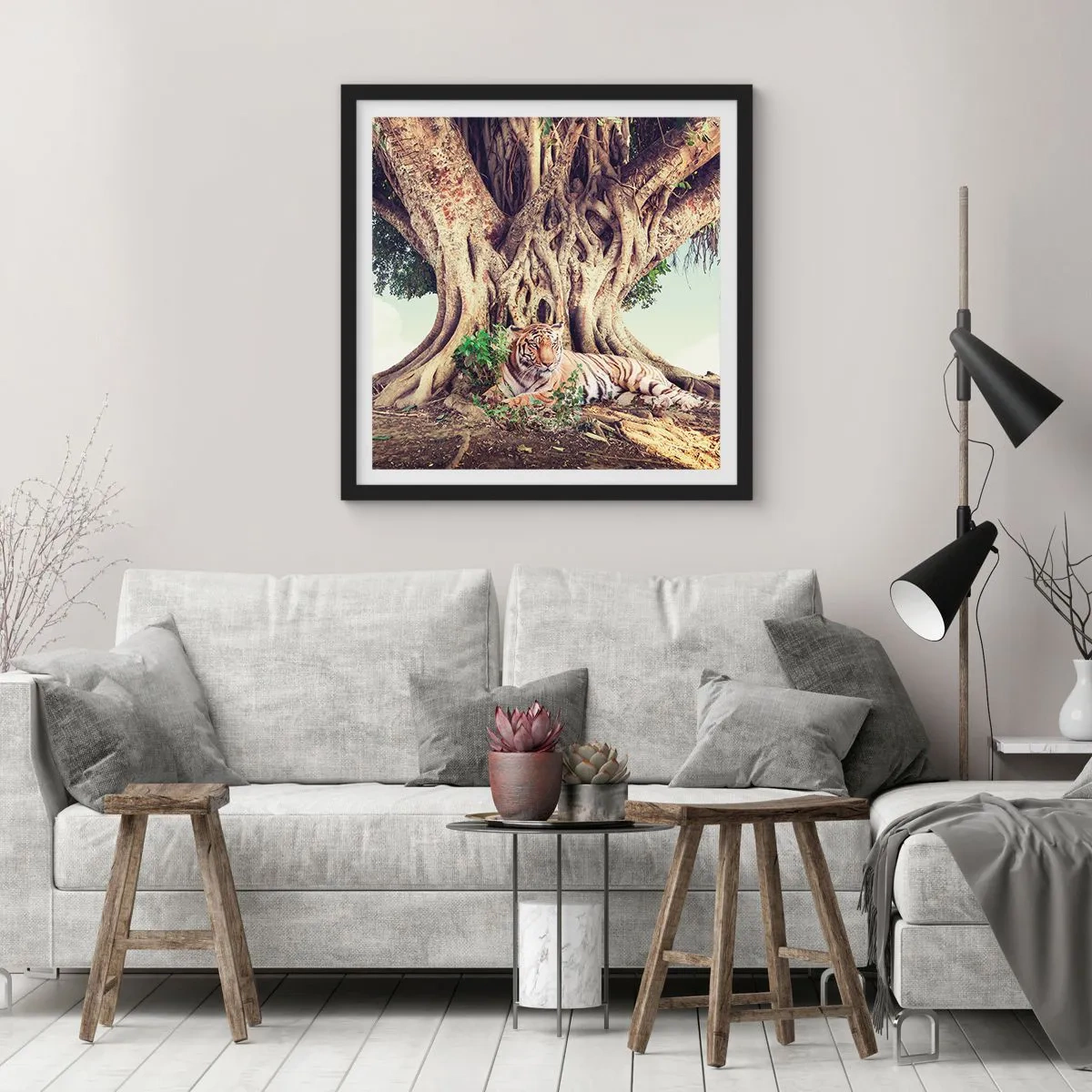 Poster in einem schwarzem Rahmen - Blick aus dem Buch Genesis - 50x50 cm