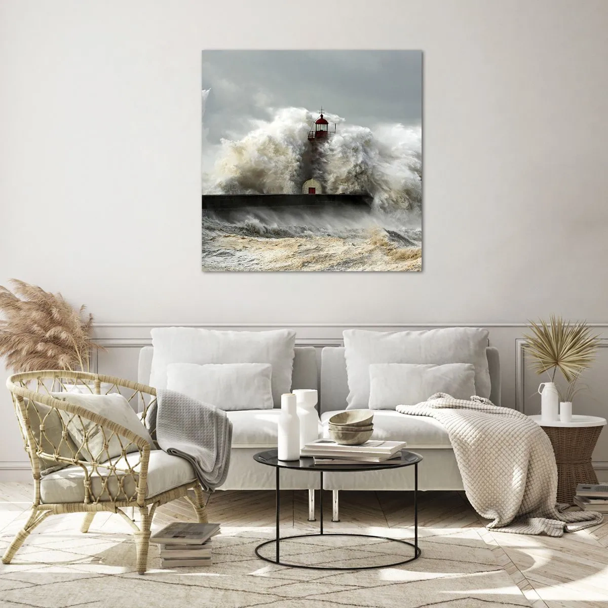 Glasbild - Bild auf glas - Die Wut des Ozeans - 70x70 cm