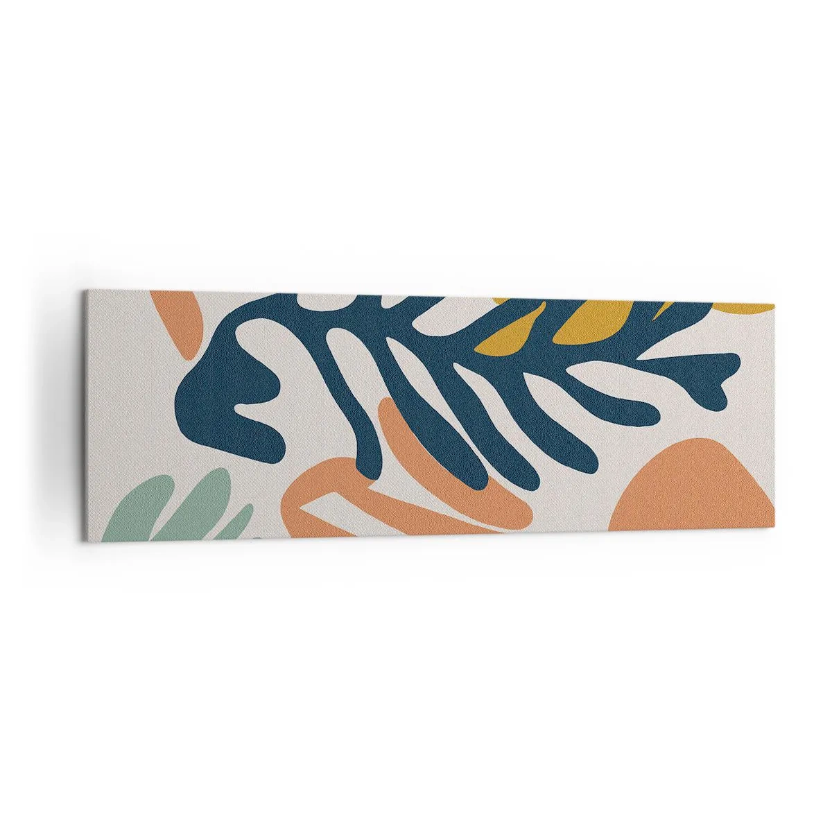 Bild auf Leinwand - Leinwandbild - Bunte Blätter im abstrakten Stil - 160x50cm - Korallenmeere - Moderne Wanddekoration für Wohnzimmer und Schlafzimmer ARTTOR