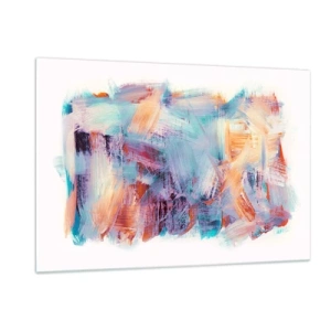 Glasbild - Bild auf glas - Bunte Pinselstriche in Pastellabstraktion - 120x80cm - Buntes Durcheinander - Moderne Wanddekoration für Wohnzimmer und Schlafzimmer ARTTOR