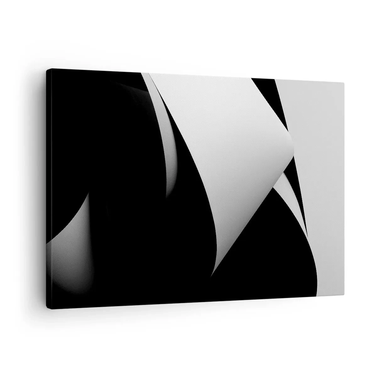 Bild auf Leinwand - Leinwandbild - Abstrakte Formen in Schwarz und Weiß mit auffälligen Kontrasten - 70x50cm - Lichtflächen aus der Schattentiefe - Moderne Wanddekoration für Wohnzimmer und Schlafzimmer ARTTOR