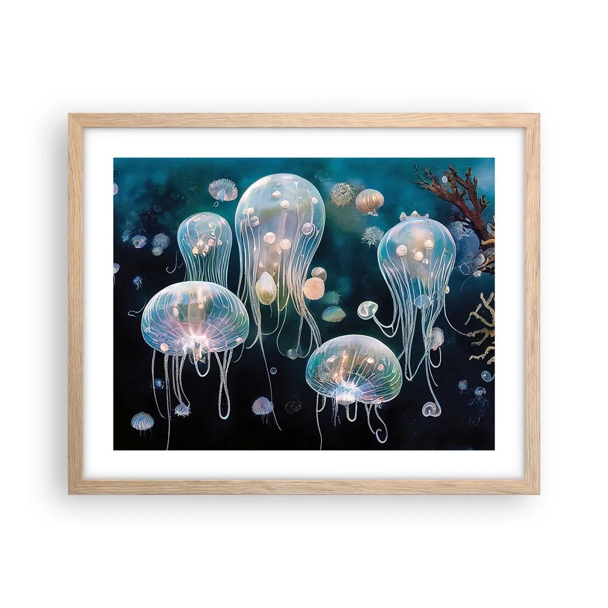 Poster in einem Rahmen aus heller Eiche - Unterwasserball - 50x40 cm