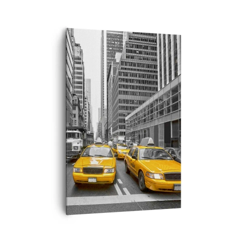 Bild auf Leinwand - Leinwandbild - Gelbe Taxis auf den Straßen von New York - 70x100cm - Wir färben die Stadt - Moderne Wanddekoration für Wohnzimmer und Schlafzimmer ARTTOR