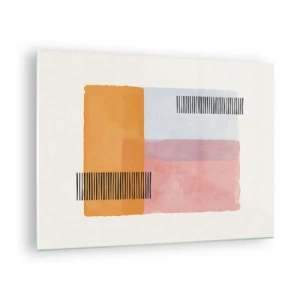 Glasbild - Bild auf glas - Abstrakte Rechtecke mit Linien im minimalistischen Stil - 70x50cm - Von Ecke zu Ecke - Moderne Wanddekoration für Wohnzimmer und Schlafzimmer ARTTOR