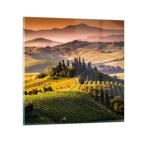 Glasbild - Bild auf glas - Arkadien - die toskanische Landschaft - 30x30 cm