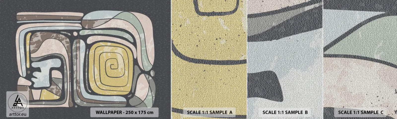 Fototapeten Muster Premium Canvas - Abstraktion im präkolumbianischen Geist - Abstraktion, Boho, Alt - 100x30 cm