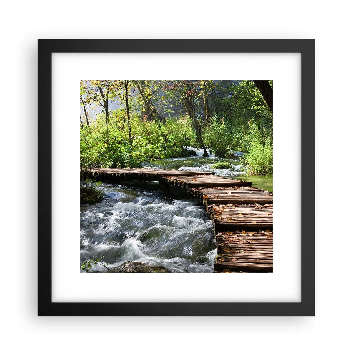 Poster in einem schwarzem Rahmen - Über der schaumigen Kaskade - 30x30 cm
