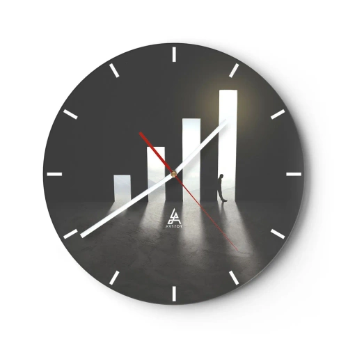 Wanduhr - Glasuhr - Die Silhouette eines Mannes im Licht geometrischer Portale - 30x30cm - Erfolg –