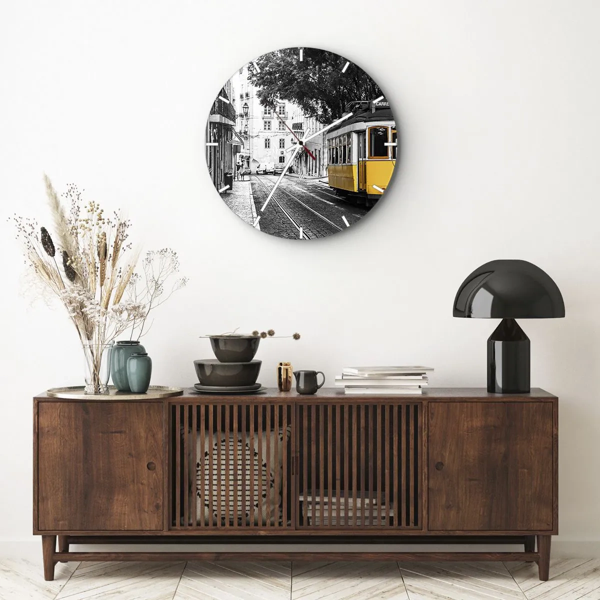 Wanduhr - Glasuhr - Und Fado im Hintergrund - 40x40 cm