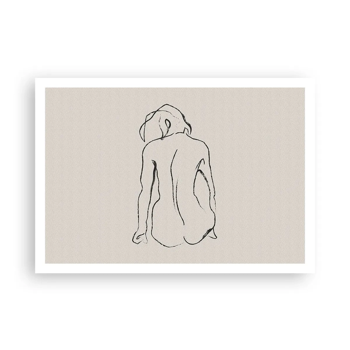 Poster - Eine subtile Skizze der Silhouette eines Mädchens von hinten - 100x70cm - Mädchenakt - Moderne Wanddekoration für Wohnzimmer und Schlafzimmer ARTTOR