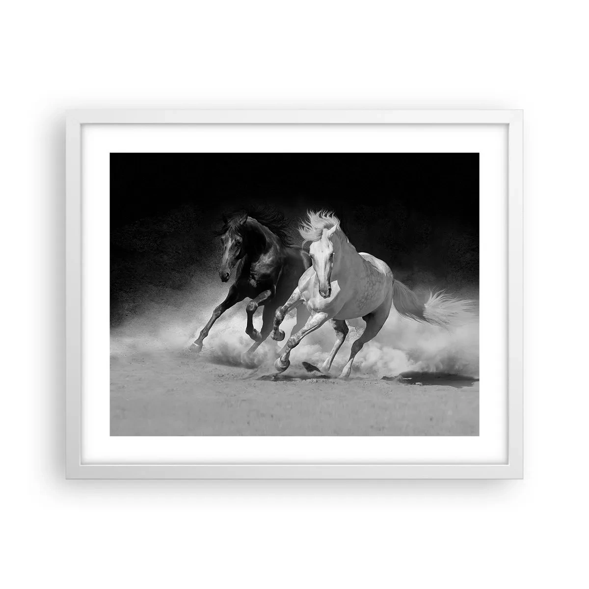 Poster in einem weißen Rahmen - Galopp der Freiheit - 50x40 cm