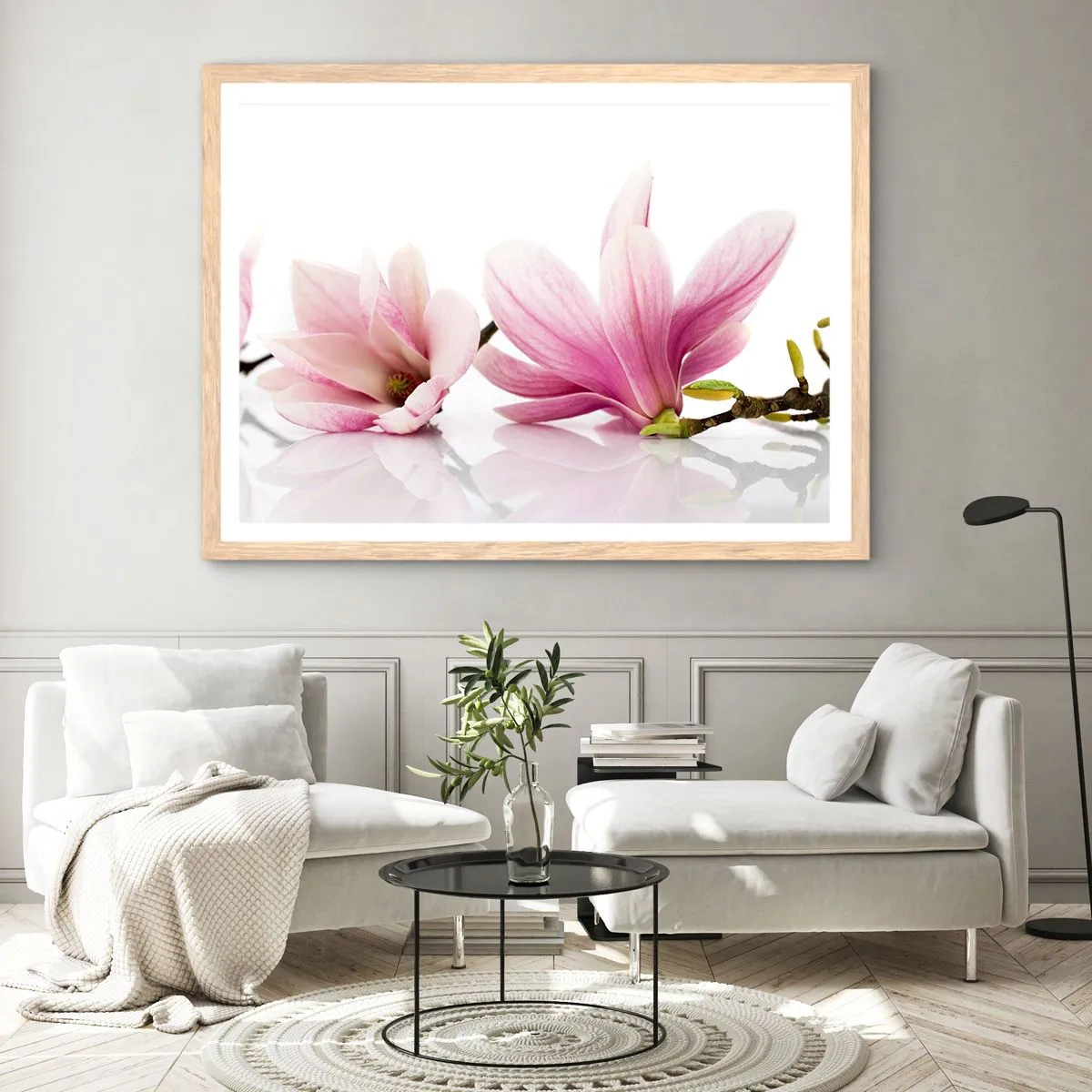 Poster in einem Rahmen aus heller Eiche - Zart wie ein Frühlingswind - 100x70 cm