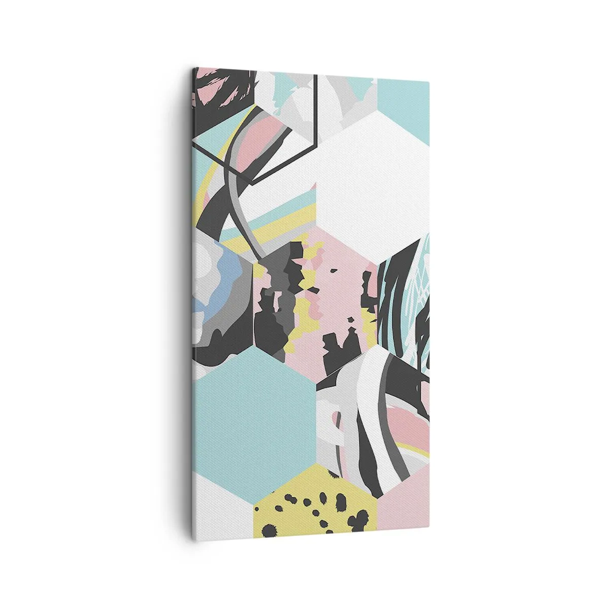 Bild auf Leinwand - Leinwandbild - Sechsecke und Würfel in sechs Farben - 45x80 cm