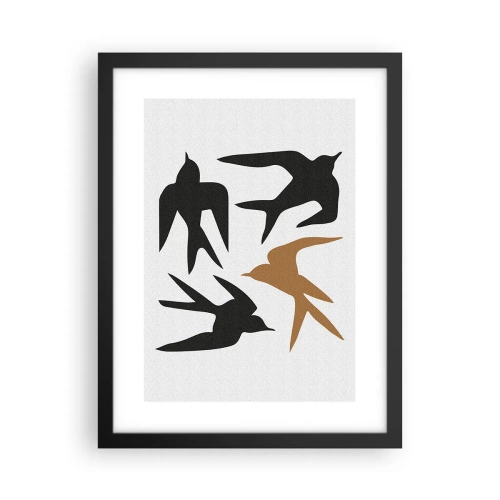 Poster in einem schwarzem Rahmen - Schwalbenspaß - 30x40 cm