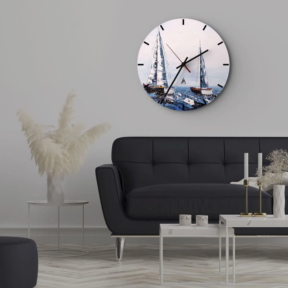 Wanduhr - Glasuhr - Bruderschaft des Windes - 30x30 cm