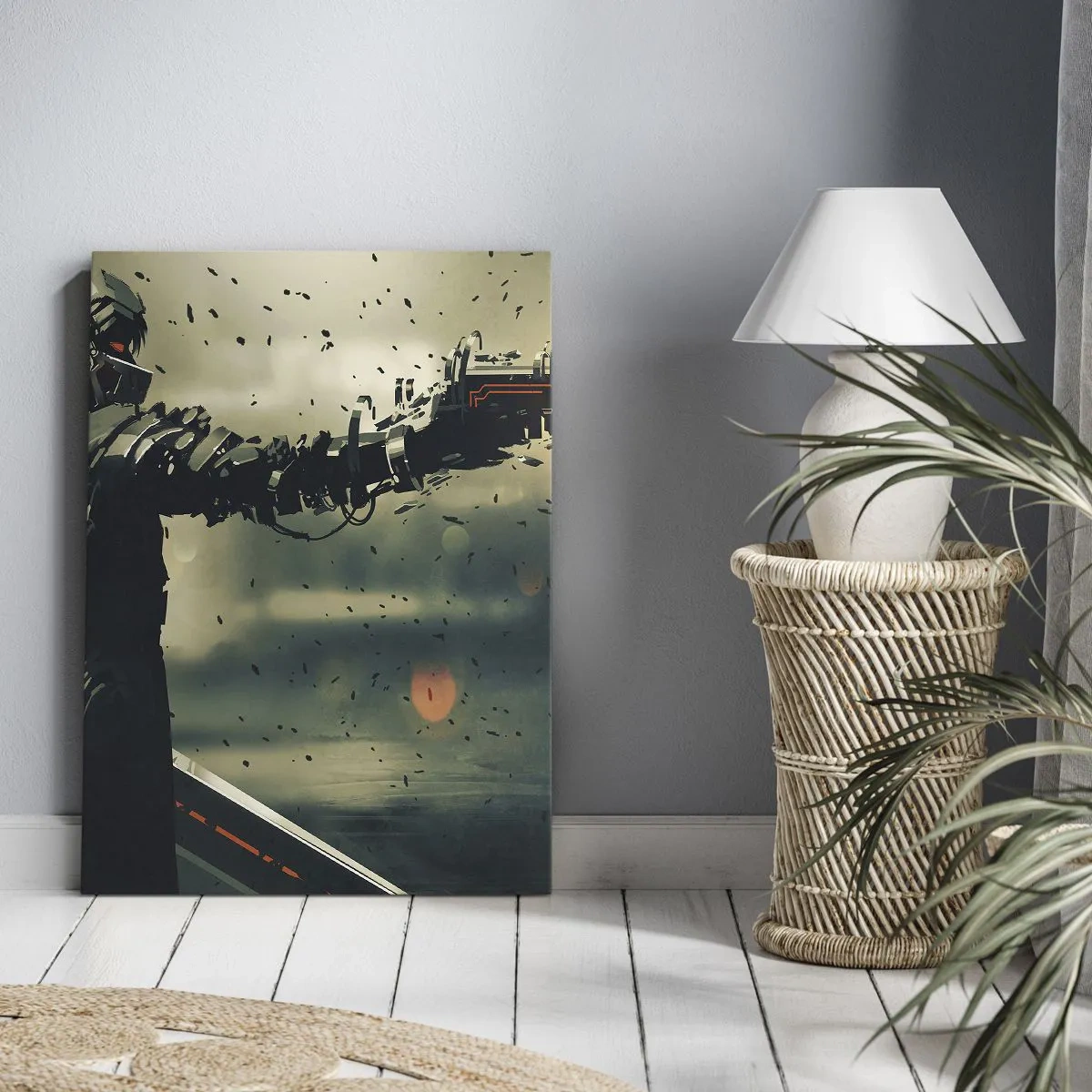 Bild auf Leinwand - Leinwandbild - Tödliche Waffe - Dein ganz eigener Terminator - 45x80 cm