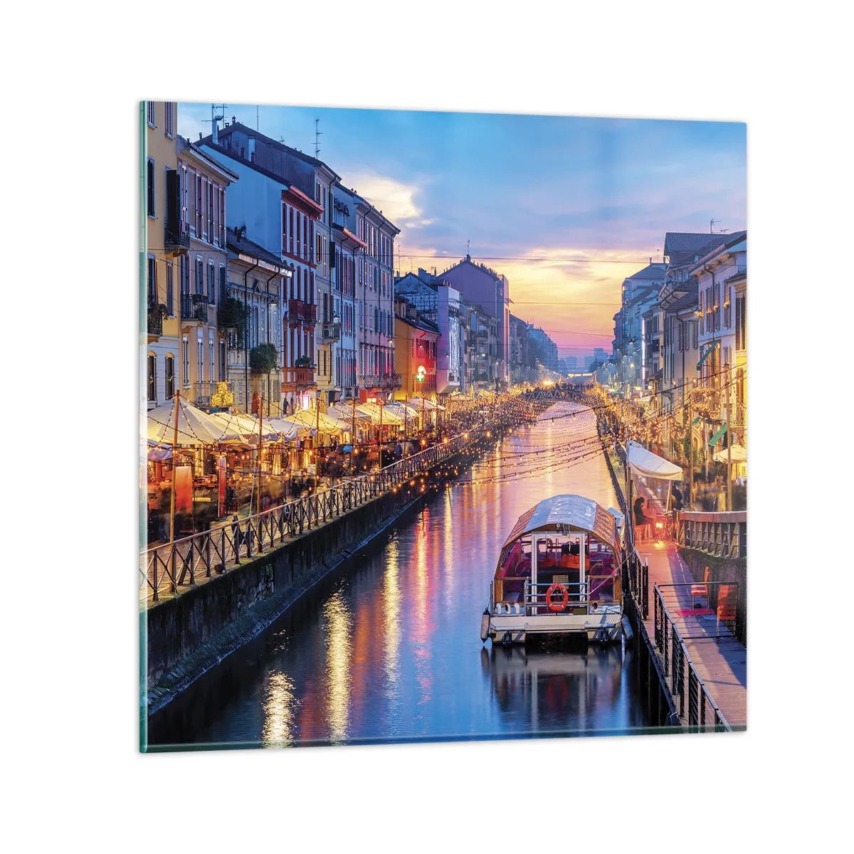 Glasbild - Bild auf glas - Ein Abend voller Licht und Spaß - 70x70 cm