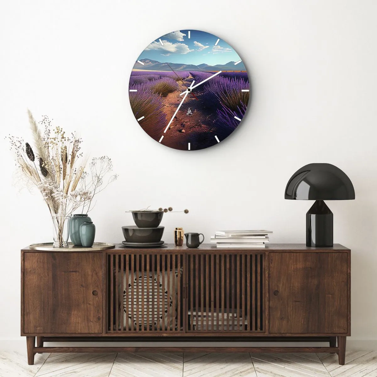 Wanduhr - Glasuhr - Duftende Felder - 30x30 cm