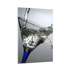 Glasbild - Bild auf glas - Wasser spritzt in ein Martiniglas - 50x70cm - Kristallwasser in Kristallglas - Moderne Wanddekoration für Wohnzimmer und Schlafzimmer ARTTOR
