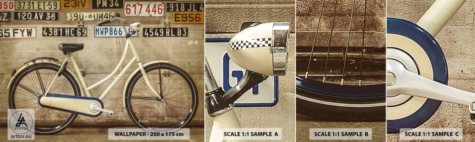 Fototapeten Muster Selbstklebend Deluxe Sticker - Keine Komplexe - Wandgemälde, Fahrrad, Platten - 100x30 cm