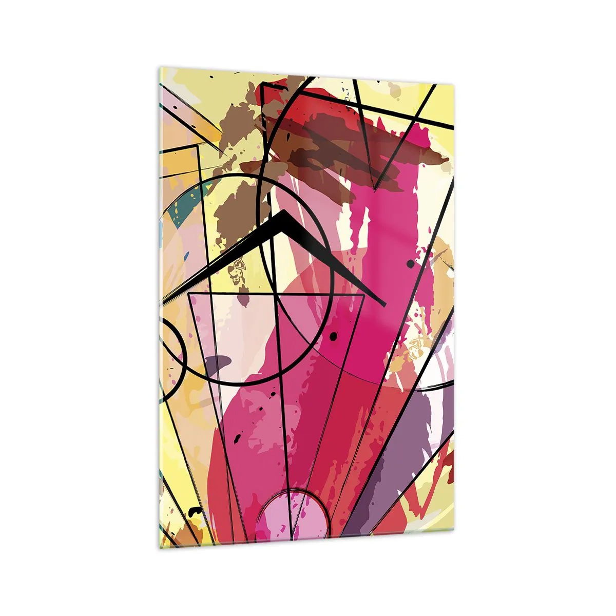 Glasbild - Bild auf glas - Abstraktion mit Linien und geometrischen Formen - 70x100cm - Explosion - Moderne Wanddekoration für Wohnzimmer und Schlafzimmer ARTTOR