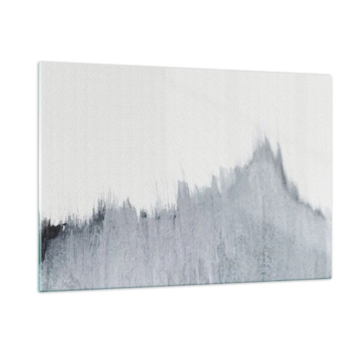 Glasbild - Bild auf glas - Eine abstrakte Komposition in Grautönen, die einer Schallplatte vor weißem Hintergrund ähnelt. - 120x80cm - Mysteriöse Aufzeichnung - Moderne Wanddekoration für Wohnzimmer und Schlafzimmer ARTTOR