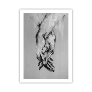 Poster - Ein monochromes Bild gefalteter Hände auf grauem Hintergrund. - 50x70cm - Anfang… - Moderne Wanddekoration für Wohnzimmer und Schlafzimmer ARTTOR