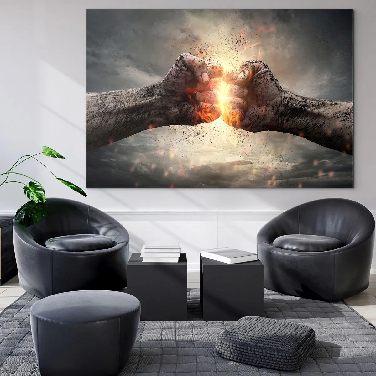 Glasbild - Bild auf glas - Stehen Sie dem Kampf gegenüber - 100x70cm - Steh auf für einen Kampf - Moderne Wanddekoration für Wohnzimmer und Schlafzimmer ARTTOR