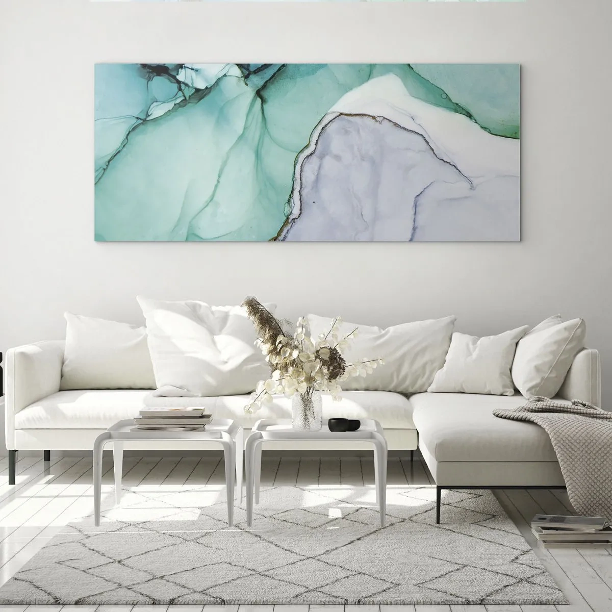 Glasbild - Bild auf glas - Eine Studie in Türkis - 90x30 cm