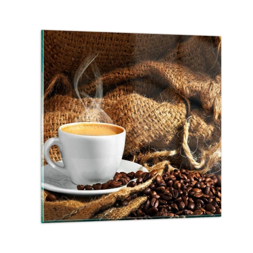 Glasbild - Bild auf glas - Der Geruch von Mokka und die Dicke der Honigflüssigkeit - 30x30 cm