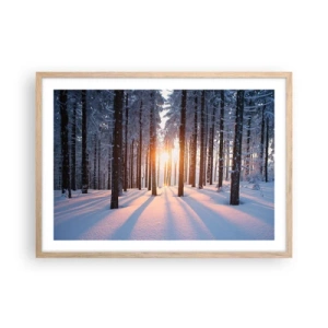 Poster in einem Rahmen aus heller Eiche - Ganz klar schwarz auf weiß - 70x50 cm