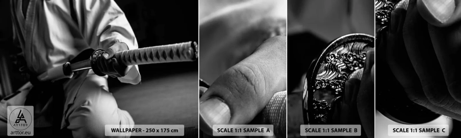 Fototapeten Muster Selbstklebend Deluxe Sticker - Kriegerseele - Samurai-Schwert, Japan, Kampfkunst - 100x30 cm