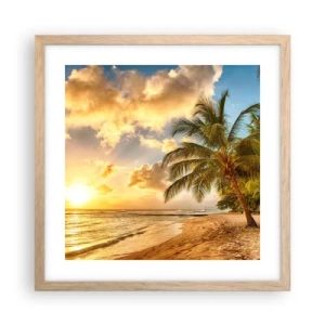 Poster in einem Rahmen aus heller Eiche - Ewiger Sommer, immer Urlaub - 40x40 cm