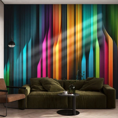 Fototapete Premium Sand - Lichtorgan - Bunt, Linien, Abstraktion - 150x105 cm