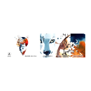 Fototapetenmuster Standard Eco - Nase an Nase mit der Nacht - Abstraktion, Tiere, Wolf - 100x30 cm